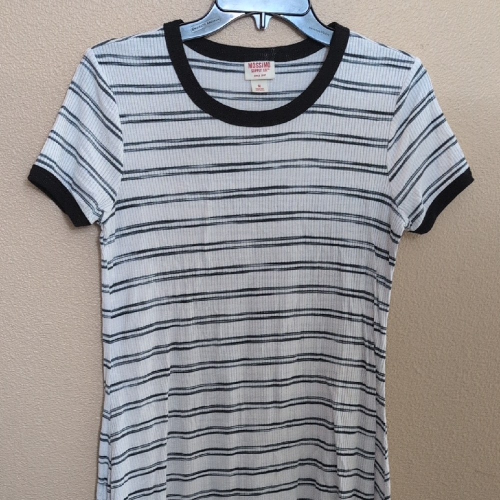 Mossimo Supply Co. Black and White Striped T Shirt Dress